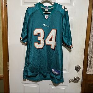 Vintage Y2K Reebok Miami Dolphins NFL Ricky Williams #34 Jersey Teal Size Large